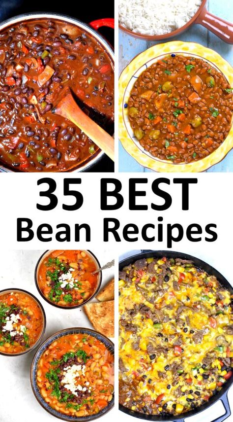 the best bean recipes Flavorful Bean Recipes, Meatless Bean Recipes, Best Bean Recipes, Bean Dishes Recipes, Bean Entrees, Bean Dinner Recipes Main Dishes, Bean Recipes Healthy, Bean Meals, Navy Bean Recipes