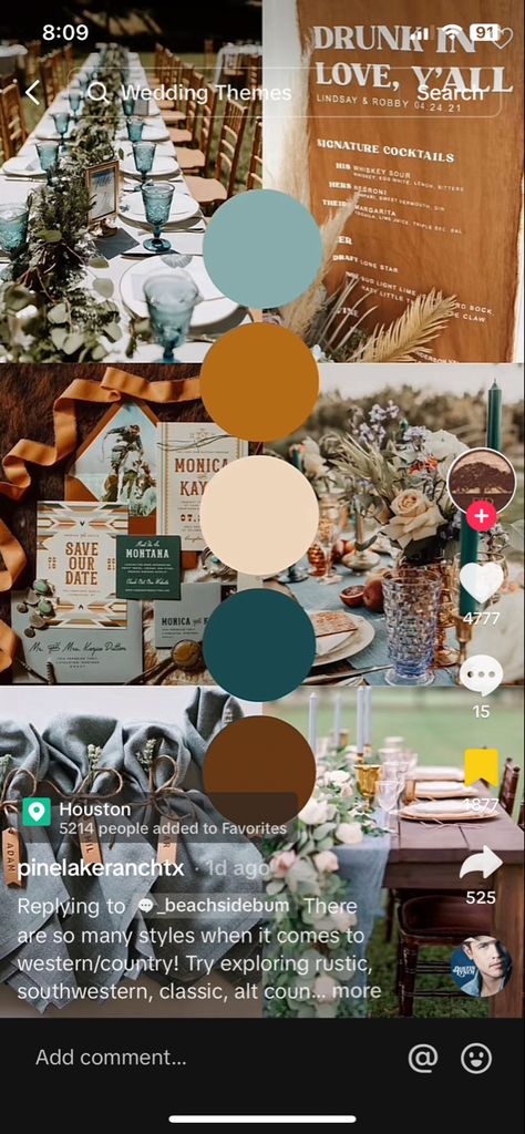 Fall Country Wedding Colors Colour Palettes, Western Wedding Color Pallet, Rustic Colors Wedding, Turquoise And Copper Wedding, Western Wedding Colors Schemes Turquoise, Turquoise Western Wedding Theme, Western Wedding Colors Schemes Summer, Western Wedding Blue, Teal Western Wedding