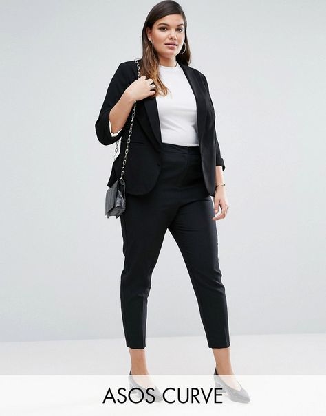 ASOS Curve ASOS CURVE Skinny Fit Ankle Grazer Pant Professional Outfits Women Plus Size, Workplace Outfits, Semi Formal Mujer, Internship Outfit, Plus Size Wedding Dresses With Sleeves, Semi Formal Outfits, Smart Casual Women, Curvy Style, Smart Casual Style