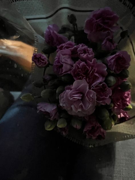 purple carnations Black Carnations, Dark Purple Bouquet, Carnations Aesthetic, Carnation Astethic, Purple Carnations Bouquet, Purple Carnations Aesthetic, Carnation Purple, Purple Carnation Bouquet, Dark Purple Flowers Aesthetic