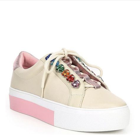 Kurt Geiger Bejeweled Embellishment Details, Love Rainbow, Rainbow Glitter, Kurt Geiger, Platform Sneakers, Winter White, Fashion Statement, Accessories Design, High Top Sneakers