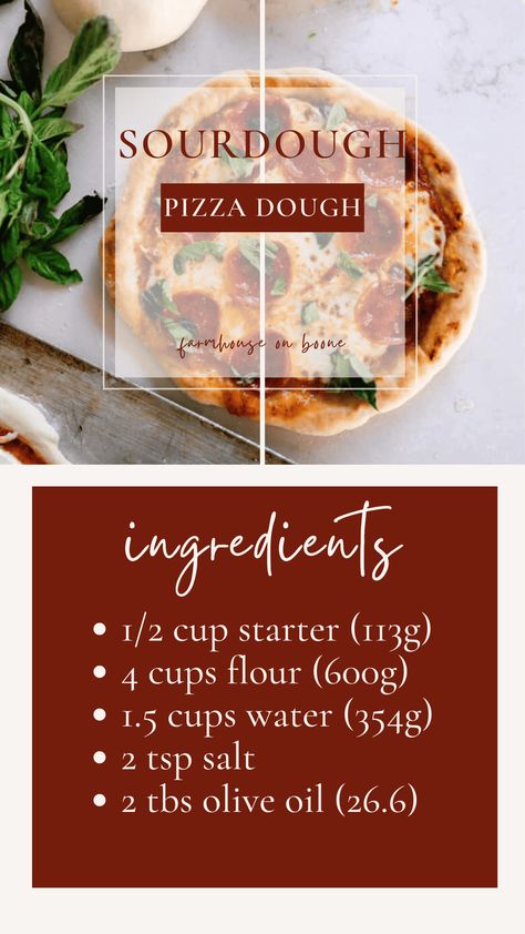 Sourdough Pizza Dough | Farmhouse on Boone - Farmhouse on Boone Baking Ideas Bread, Farmstand Recipes, Sourdough Pizza Dough Recipe, Sourdough Dinner, Sourdough Pizza Dough, Making Pizza Dough, Farmhouse On Boone, Using Sourdough Starter, Recipe Using Sourdough Starter