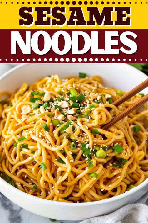 These easy sesame noodles bring the takeout into your own kitchen! Made with sesame paste, peanut butter, soy sauce, and more, they're so irresistible. Easy Sesame Noodles, Sesame Noodles Recipe, Sesame Paste, Homemade Chinese Food, Asian Noodle Recipes, Noodle Recipes Easy, Sesame Noodles, Ramen Noodle Recipes, Peanut Noodles