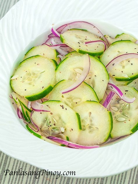 This is an easy and quick Cucumber Salad recipe that makes use of fresh cucumber and a few common ingredients that are readily available in your pantry. This healthy recipe is very easy to follow and won’t take much of your time. Quick Cucumber Salad, Healthy Cucumber Salad, Vinegar Cucumbers, Philippines Recipes, Cucumber Salad Recipe, Cool As A Cucumber, Fresh Cucumber, Cucumbers And Onions, Cucumber Recipes Salad