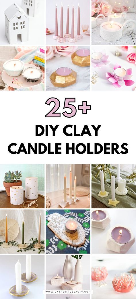 25+ DIY Clay Tea Light Holder Ideas — Gathering Beauty Fimo, How To Make Clay Candle Holders, Air Dry Clay Luminaries, Sculpey Candle Holder, Polymer Clay Candle Holder Tea Lights, Air Dry Clay Tea Light Holder Diy, Tea Light Holder Diy Crafts, Clay Craft Ideas For Adults, Diy Clay Tea Light Holder