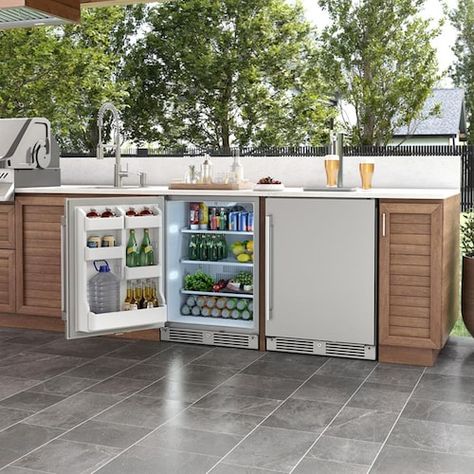 Refrigerator Ideas, Popsicle Stick Crafts House, Room Tv Stand, Coastal Cottage Decorating, Kitchen Modular, Outdoor Kitchen Appliances, Freestanding Kitchen, Stainless Steel Refrigerator, Outdoor Kitchen Ideas