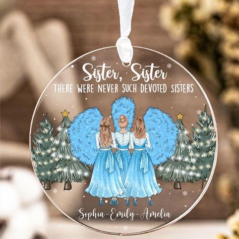 Personalized Sister Ornament, Custom Sister Christmas 2024 Ornament, Sister Keepsake Gift, Best Friends Gift Sisters Ornament, Sister Ornament, Christmas Gifts For Sister, Sister Christmas, Car Decoration, Christmas 2024, Rearview Mirror, Ornament Christmas, Keepsake Gift