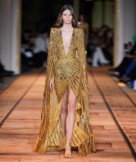 Photos: Inspired by ancient Egyptian queens, Zuhair Murad captivates fashion world in Paris - Egypt Independent Golden Phoenix, Zuhair Murad Haute Couture, Egyptian Fashion, Reality Shifting, Egypt Fashion, Moda Chic, Zuhair Murad, Contemporary Dance, Couture Gowns