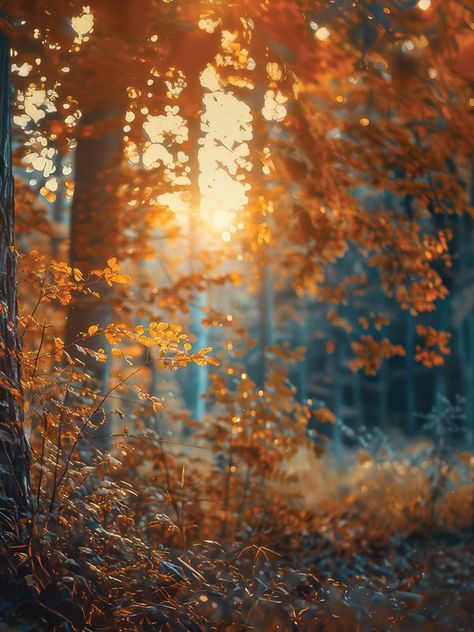 Golden Autumn Forest Photography Backdrop - Photography backdrop featuring a golden autumn forest with sunlight filtering through the trees. Autumn Forest Photography, Magical Forest Background, Autumn Ambience, Sun Filter, Autumn Story, Golden Forest, Fall Photography Nature, Magical Images, Golden Autumn