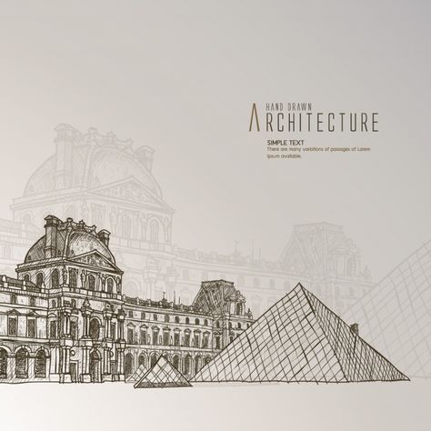 Louvre Museum Drawing, Louvre Museum Interior, Louvre Illustration, Museum Drawing, Louvre Art, Painting Types, Paris Drawing, Architecture Journal, Landscape Design Drawings