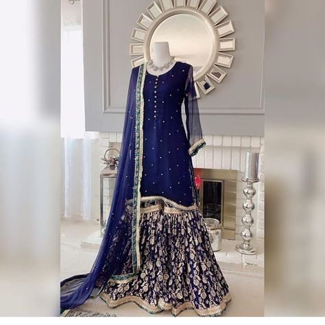 Indian Dresses Simple, Banarsi Gharara Designs, Garara Design, Chiffon Gharara, Wedding Dress Colors, Garara Designs, Stylish Dupatta, Wedding Bridesmaids Dress, Bridal Lehenga Pakistani