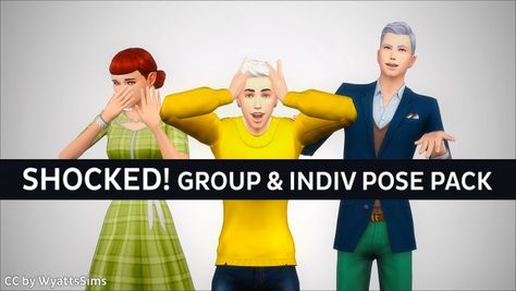 Simsworkshop: Shocked! Group and Individual Poses by WyattsSims • Sims 4 Downloads Shocked Pose, Sims 4 Cc Poses, Individual Poses, Group Poses, Sims 4 Downloads, Sims 4 Update, Sims 4 Cc, Custom Content, 3 In One