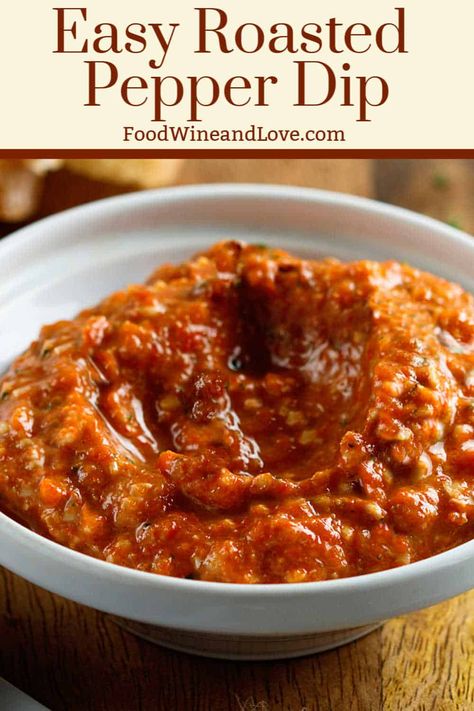 Easy Roasted Red Pepper Dip- this delicious dip recipe for roasted red pepper dip is so easy to make and it is low in fat, carbs, and friendly to the Mediterranean Diets too! I like this dip with most appetizers Red Pepper Dip Recipe, Pepper Dip Recipe, Roasted Red Peppers Recipes, Diet Friendly Desserts, Red Pepper Recipes, Roasted Red Pepper Dip, Red Pepper Dip, Pepper Dip, Recipes For Thanksgiving