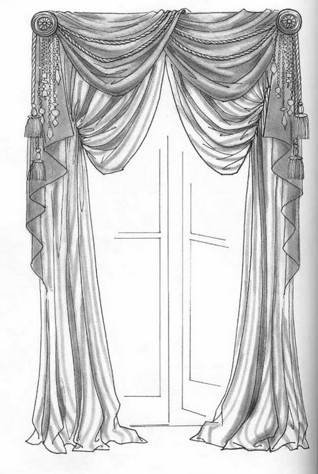 Victorian Curtains, Curtain Drawing, Curtains Pictures, Classic Curtains, Stage Curtains, Drapery Designs, Curtain Styles, Plain Curtains, Rustic Curtains