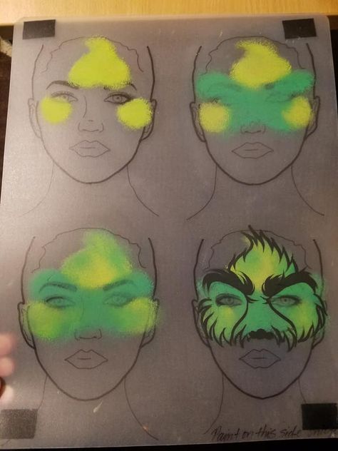 Diy Grinch Face Paint, Grinch Face Paint Easy, Grinch Face Paint Kids, Easy Grinch Costume, Grinch Makeup Kids, The Grinch Face Paint, Grinch Face Paint, Grinch Makeup, Costume Carnevale