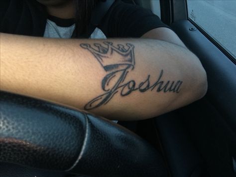 Joshua tattoo Joshua Tattoo Ideas Name, Joshua Tattoo Name, Joshua Name Tattoo, Joshua Tattoo, Joshua 1 9 Tattoo, Name Tattoos For Women, Meaningful Tattoo Ideas, Kitty Tattoos, Name Tattoos On Wrist