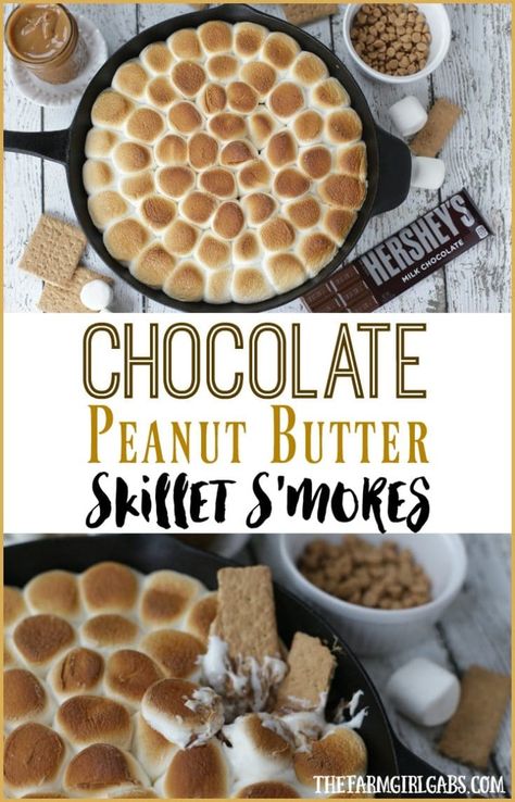 Peanut Butter Smores Dip, Peanut Butter Smores, Campfire Desserts, Team Dinner, Smore Recipes, Peanut Butter Marshmallow, Peanut Butter Sauce, Chocolate Graham Crackers, Chocolate And Peanut Butter