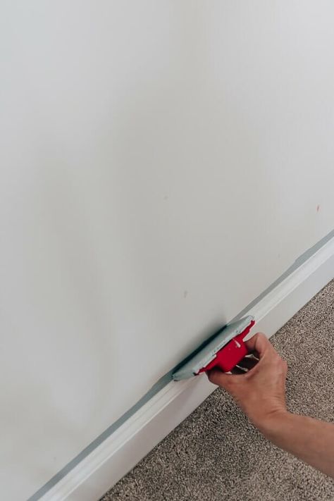 Painters Tape Caulk Trick, How To Tape Before Painting, Painting Tools For Walls, How To Paint Edges Of Walls, Paint Edging Tips, How To Tape Walls Before Painting, Paint Tips And Tricks Wall, Paint Edger Tools, How To Paint A Wall