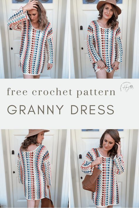 Ponchos, Crocheted Dresses For Women Free Pattern, Crocheted Dresses For Women, Crochet Maxi Dress Pattern Free Easy Diy, Easy Crochet Wearables, Wearable Crochet Projects, Granny Square Clothes Patterns, Granny Square Top Crochet Pattern Free, Easy Crochet Dress Pattern Free