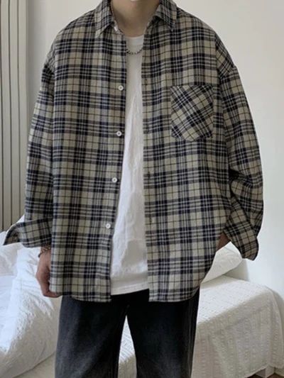 Y2k Grunge Fashion, Spring Outfits Men, Bodycon Floral Dress, Checkered Shirt, Grey Pattern, Check Shirt, Hip Hop Fashion, Grunge Fashion, Shirt Outfit