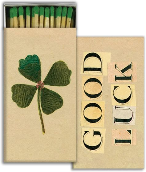 Amazon.com: HomArt - Match Box Set of 2 - Good Luck : Health & Household Decorative Matches, Good Luck Clover, Monogram Gift Tags, Gift Tags Birthday, Match Boxes, John Derian, Safety Matches, Match Box, Monogram Gifts