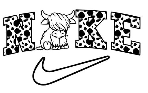 Cricut Projects Iron On, Shirt Logo Design Graphics, Nike Stencil, Cow Shirt Ideas, Country Logo Design, Shirt Svg Designs, Cow Print Svg, Svg Nike, Disney Silhouette Art