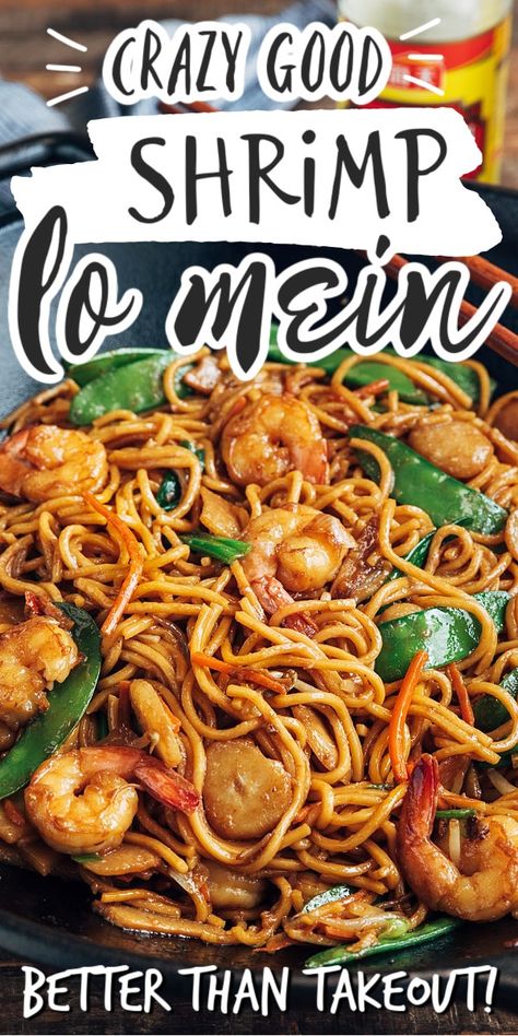 Shrimp Lo Mein Recipe, Crispy Vegetables, Shrimp Lo Mein, Wok Recipes, Homemade Chinese Food, Chow Mein Recipe, Lo Mein Recipes, Juicy Shrimp, Arroz Frito