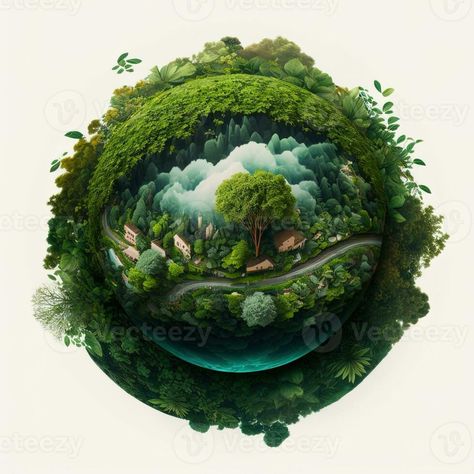 Sustainable Future Poster, Earth Concept Art, Environment Conservation, Environment Concept Art Sketch, Green Planet, Earth Element, Earth Sketch, Planet Colors, Earth Illustration