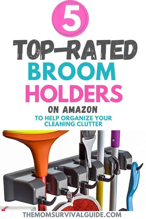 Are your mops and brooms continually falling over in the corner? Then you need one of these broom holders. Check out this buyers guide to get the best broom holder for you. #bestproduct #organization #holder Bona Mop, Vinegar Cleaning Solution, Using Vinegar To Clean, Best Broom, Organization Life, Broom Storage, Mop Holder, Broom Holder, Mops And Brooms