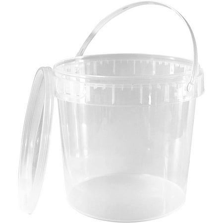 1 Gallon Clear Plastic Tub Round Food Storage Container with Lid and Handle - 1 Pack  128 ounce Capacity = 1 Gallon  Clear Food Grade Design with Handle and Lid to Match  Great for Storing your Favorite Food, Ice Cream and more!  Your #1 Ice Cream Tub and Food Storage Container Set  Can be utilized as a Paint Bucket, Construction Bucket and more!  Used by Many Restaurants, Ice Cream Shops, Parlors, Households and more!  Lightweight Stackable Design with a Large Storage Capacity to save space  BP Large Ice Bucket, Ice Cream Tub, Plastic Pail, Round Food, Plastic Containers With Lids, Ice Cream Tubs, Round Ice, Plastic Tub, Paint Buckets