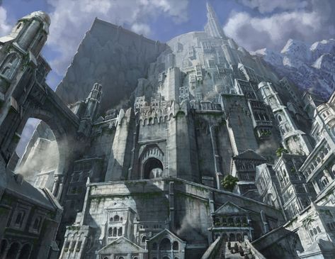 Minas Tirith, The City of Kings....wonder how much they would have charged for a night? Minas Tirith, Alan Lee, John Howe, Tolkien Art, Fantasy Castle, Fantasy City, Fantasy Places, Legolas, A Castle