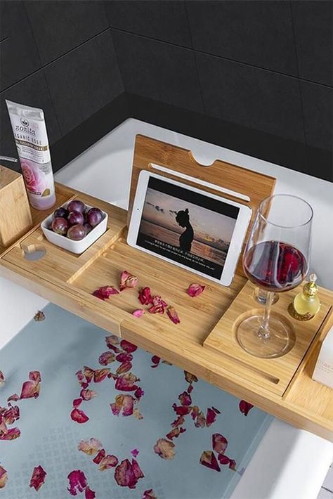 bathroom decor, bathroom, bathroom interior, bathroom inspiration, bathroom decor ideas, bath tub ideas, bath tub, bath tub aesthetic, bath tub decor, bath tray, bath tub tray, bath table, bath table trays, bath table ideas, gift ideas, gifts for girlfriend, gift ideas for best friend, self care aesthetic, gifts, spa day, self care, self care aesthetic pictures, self care ideas, self care day, night routine Bath Tray Caddy, Wood Bath Tray, Bathtub Storage, Wood Bathtub, Wooden Bathtub, Tub Tray, Bath Board, Bathtub Caddy, Bath Table