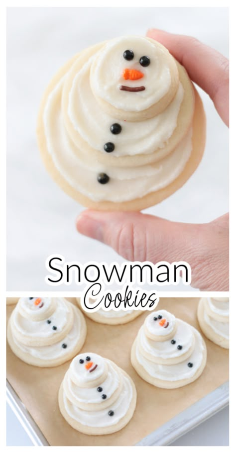 Snowman Face Sugar Cookies, Stacked Christmas Cookies, Round Sugar Cookies, Snowman Food, Snowman Sugar Cookies, Snowman Cookies Recipe, Cookies Pictures, Cookies And Frosting, Christmas Kid Crafts