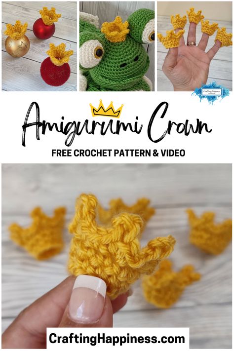 Crochet A Crown, Crochet Small Crown, Amigurumi Crown Free Pattern, Crochet Mini Crown Free Pattern, Mini Top Hat Crochet Pattern, Crochet Mini Crown, Crochet Crown Patterns Free, Mini Hat Crochet Pattern Free, Tiny Crochet Hat Pattern