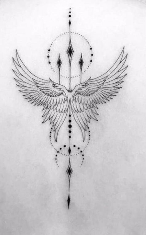 Guardian Tattoo Designs, Arc Angel Tattoo Design, Wing Wrist Tattoo, Unique Tattoos For Men Creative, Illenium Tattoo, Creative Tattoos For Men Inspiration, Phoenix Sternum Tattoo, Unique Tattoo Designs For Men, Creative Tattoos For Men