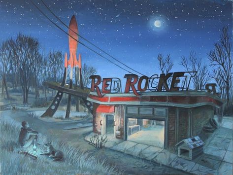 FALLOUT4 DIGITAL DOWNLOAD Red Rocket Art Fallout wall | Etsy Rocket Art, Skyrim Art, Trinity Blood, Red Rocket, Elder Scrolls Art, Vault Tec, Video Game Decor, Fall Out 4, Gaming Decor