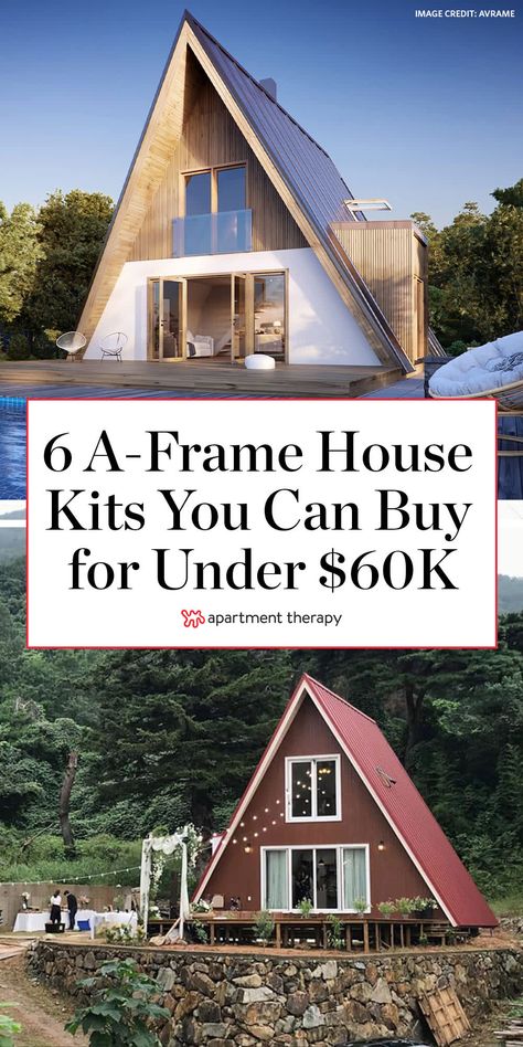 A Frame House Kits, Tiny House Kits, A Frame Cabin Plans, House Kits, A Frame Cabins, Build A Frame, A Frame House Plans, Cabin Kits, Frame House