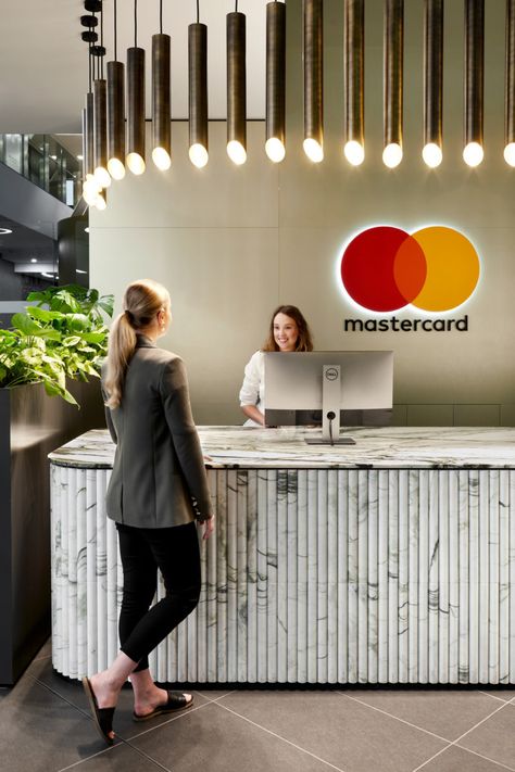 Mastercard Offices - Sydney Led Screen Wall, Modern Office Reception, Reception Waiting Area, Office Reception Design, Reception Waiting, Office Reception Area, Screen Wall, Lobby Interior Design, Office Pods