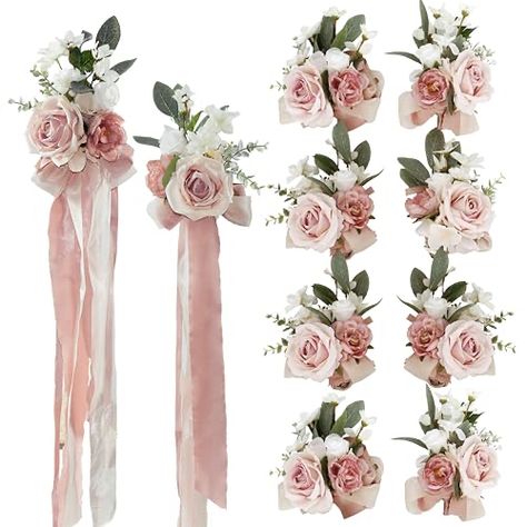 Pew Flowers For Wedding, Flowers For Wedding Ceremony, Aisle Decorations Wedding, Wedding Aisle Decorations Outdoor, Pink Grey Wedding, Rose Wedding Decorations, Pew Flowers, Wedding Aisle Outdoor, Party Chair