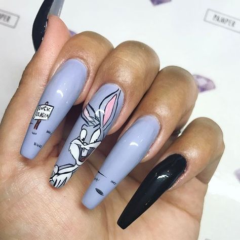 🐰🥕✨ "Bugs Bunny" ✨🥕🐰 Acrylic sculptures by Pamper Nail Gallery • - - Gel polish feat. @shopncla @kingofnail and watercolors - - Get on our Early VIP list!!!! 💅🏻 👉🏽http://pampernailgallery.com #nailstagram #getpamper #nails #oaklandnails #sanjosenails #sfnails #nailswag #nailart #sparkle #nailartaddict #naildesigns #nailboss #girlboss #nailedit #nailstagram #bayareanails #bugsbunny #bugsbunnynails #looneytunes #cartoonnails #cartoonnetwork #handpainted Disney Nails, Kutek Disney, Disney Acrylic Nails, Bunny Nails, Fabulous Nails, Fire Nails, Dream Nails, Bugs Bunny, Pretty Acrylic Nails