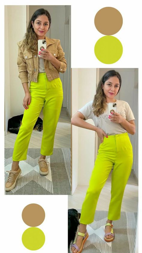 Lime Green Outfits, Lime Green Pants, Chic Outfits Edgy, Colour Combinations Fashion, Color Combos Outfit, Verde Lima, Color Blocking Outfits, Color Combinations For Clothes, Color Trends Fashion