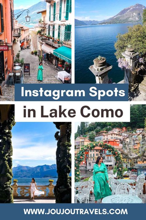 13 Most Instagrammable Places in Lake Como, Italy - jou jou travels Lake Como Italy Instagram, Lake Como Photo Ideas Instagram, Lake Como Photo Ideas, Lake Como Bellagio, Lake Como Travel, Villa Monastero, Villa Balbianello, Travel Autumn, Photo Ideas Aesthetic