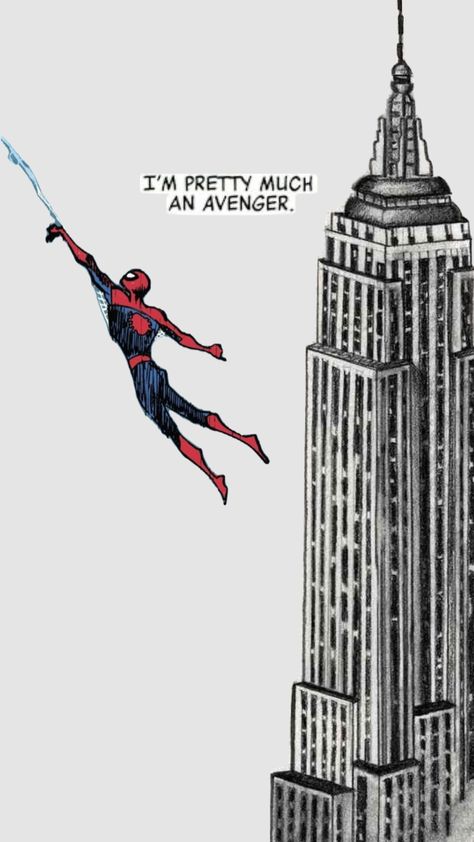 # Spider-Man #newyork #wallpaper #avengers #spiderman #city #quotes #nyc Spiderman On Building, Spider Man Painting Easy, Spiderman City, Spiderman Quotes, Empire State Building Art, Spider Man Quotes, Nyc Drawing, Spiderman Home, Wallpaper Avengers