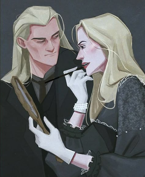 Lucius And Narcissa Fanart, Lucius Malfoy Art, Lucius And Narcissa, The Malfoys, Malfoy Fanart, Malfoy Family, Narcissa Malfoy, Draco Malfoy Fanart, Hp Fanart