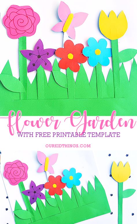 Paper Flower Garden Craft with Free Printable Template #summer #spring #flowercraft #garden #kids #freeprintable Flower Garden Craft, Paper Flower Garden, Garden Crafts For Kids, Garden Kids, Spring Garden Flowers, Paper Flower Crafts, Crafts For Seniors, Paper Flower Template, Paper Flowers Craft