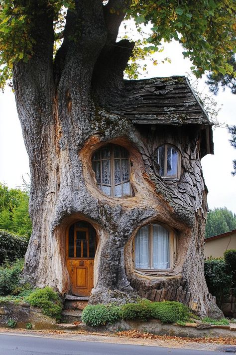 Unusual unique house tree. Ever wondered what it’s like to live in a converted plane, a giant boot, or an oversized shoe? These unusual homes show you that and more. House Inside Tree, Hidden House In The Woods, Weird Houses Unusual Homes, House In Forest Cottages, Tiny Space Ideas, Tiny House Cabin Small Cottages, Earth Ship Homes, House In Tree, Small Forest House