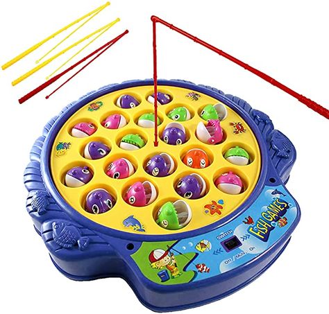 Amazon.com: Haktoys Fishing Game Toy Set with Rotating Board | Now with Music On/Off Switch for Quiet Play | Includes 21 Fish and 4 Fishing Poles | Safe and Durable Gift for Toddlers and Kids : Toys & Games Fun Games For Toddlers, Fishing Games For Kids, Fish Games, Fishing Poles, Fishing Toys, Quiet Play, Switch Games, Activity Cube, Kids Fishing