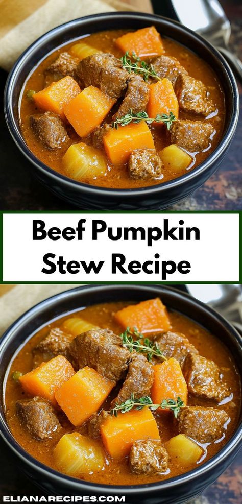 Need lunch ideas? Try this Beef Pumpkin Stew Recipe! It’s one of the best beef recipes and pumpkin recipes, perfect for lunch recipes and dinner ideas alike. Pumpkin Beef Stew, Beef Dinner Ideas, Pumpkin Stew, Beef Stew Meat, Fall Dishes, Sweet Pumpkin, Comfort Dishes, Hearty Stews, Recipes For Dinner