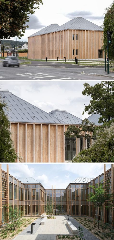 Hospital Architecture, Exhibition Building, Timber Roof, Rising Above, Hospital Interior Design, Hospital Design, Indoor Swimming Pools, Industrial Buildings, City Council