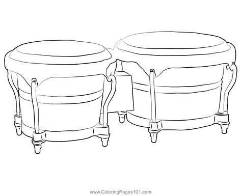 Bongo Drum Coloring Page Drum Drawing, Bongo Drum, Bongo Drums, Drums Art, Hair Things, Bongos, Book Inspiration, Free Kids, Fantasy Character Design